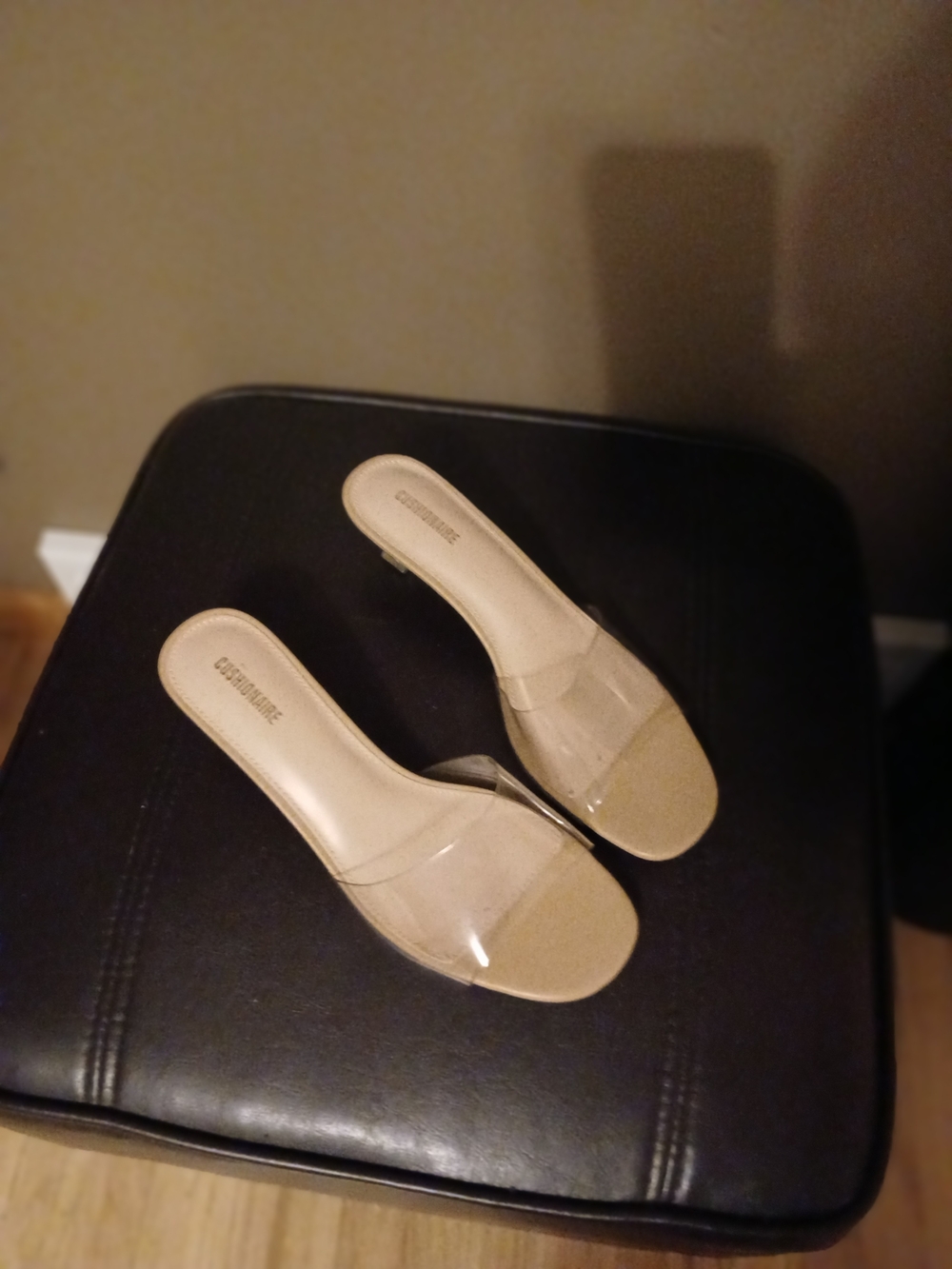 Cushionare Nude Clear Strap Slide Sandals